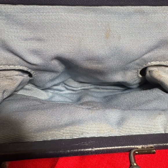 Coach Kisslock Dark Blue Floral Clutch Wristlet - Picture 7 of 13